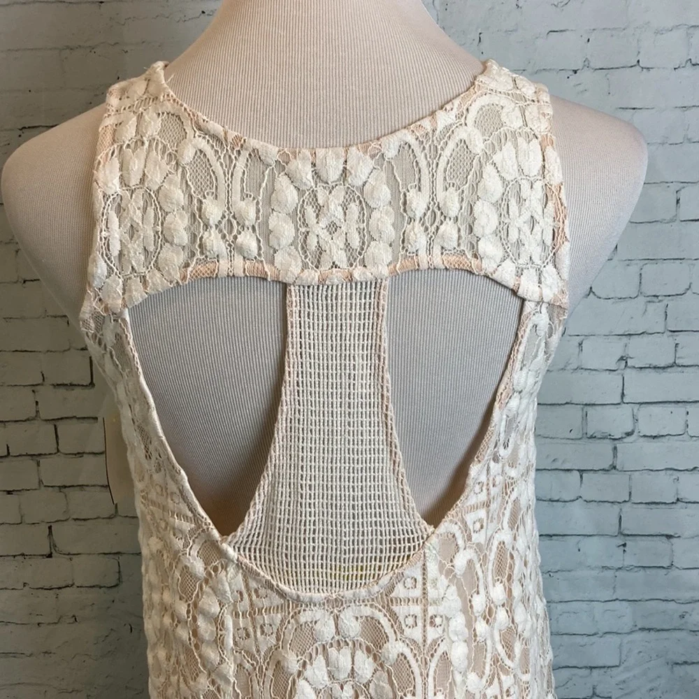 Free People Wallflower Cream Nude Lace Mini Dress Sz XS Feminine Cute Romantic - Picture 8 of 16